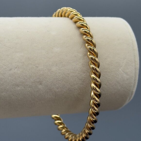 Vintage Henkel Grosse Germany 1970 Signed Gold Tone Twist Bangle Bracelet - Picture 7 of 9